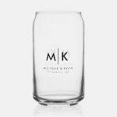 Custom Paar Bruiloft Moderne Monogram Initialen Blikvorm Glas (Voorkant)