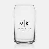 Custom Paar Bruiloft Moderne Monogram Initialen Blikvorm Glas (Achterkant)