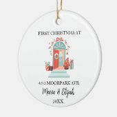 Custom paar eerste kerst keramisch ornament (Links)