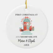 Custom paar eerste kerst keramisch ornament (Achterkant)