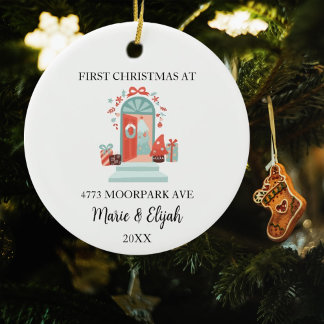 Custom paar eerste kerst keramisch ornament