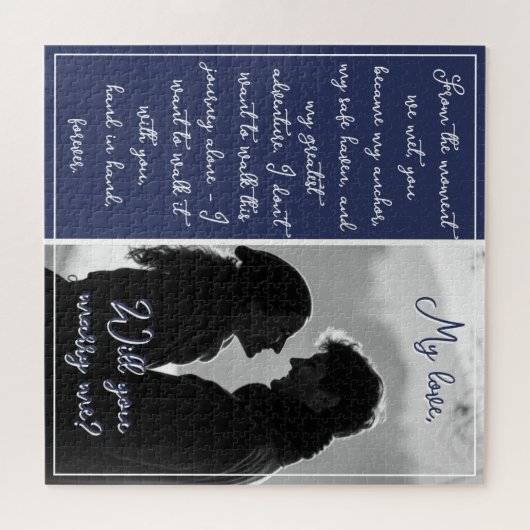 Custom paar foto voorstel zal je met me trouwen legpuzzel (Horizontaal)