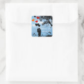 Custom Paar in Liefde Silhouet en Ballonnen Vierkante Sticker (Tas)