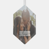 Custom paar liefde foto gepersonaliseerd glas ornament (Voorkant Rechts)