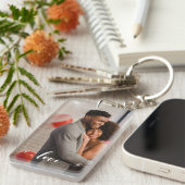 Custom Paar Liefde Handgeschreven Foto Gepersonali Sleutelhanger (Voorkant Rechts)