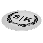 Custom Paar Monogram met Laurel bladeren Snijplank (Hoek)