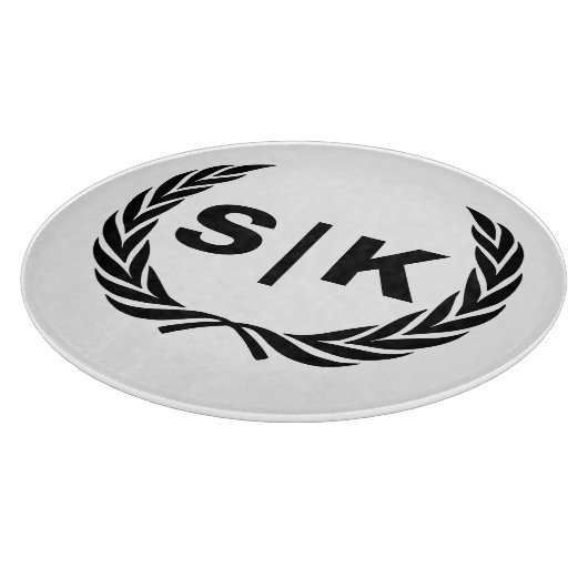 Custom Paar Monogram met Laurel bladeren Snijplank (Hoek)