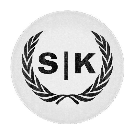 Custom Paar Monogram met Laurel bladeren Snijplank (Voorkant)