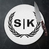 Custom Paar Monogram met Laurel bladeren Snijplank