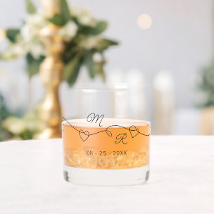 Custom Paar Monogrammen Zwart Ineengestrengelde Ha Whisky Glas