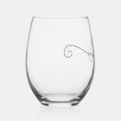 Custom Paar Monogrammen Zwart Ineengestrengelde Ha Wijnglas Zonder Voet (Rechts)