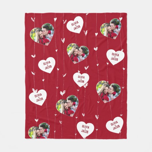 Custom paar namen foto harten deken (Voorkant)