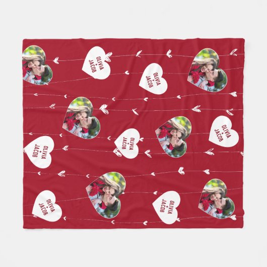 Custom paar namen foto harten deken (Voorkant (Horizontaal))