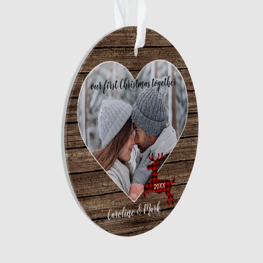 Custom paar onze eerste kerstvakantie ornament (voorkant)