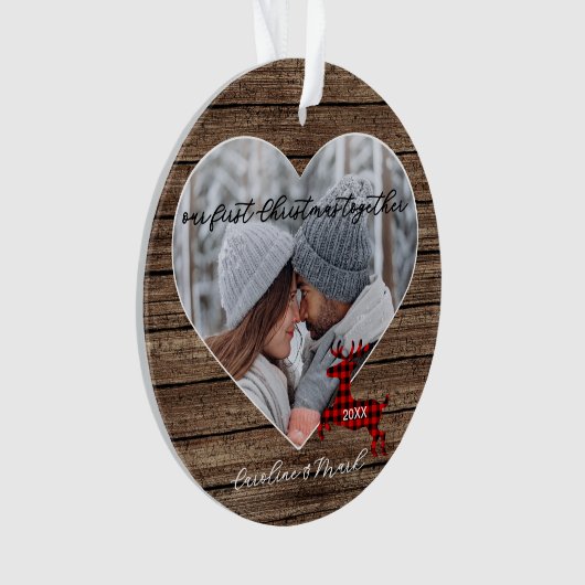 Custom paar onze eerste kerstvakantie ornament (voorkant)