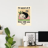 CUSTOM Paar Print, Gepersonaliseerde Kat Illustrat Poster (Thuiskantoor)