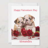 Custom Paar van Bulldog Puppies Valentijn Feestdagenkaart (Voorkant)