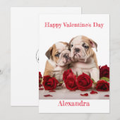 Custom Paar van Bulldog Puppies Valentijn Feestdagenkaart (Voorkant / Achterkant)