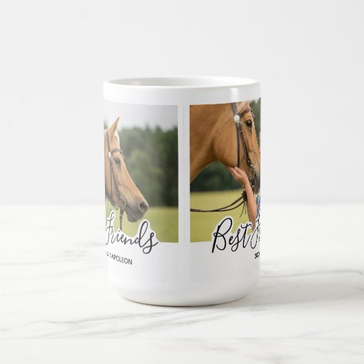 Custom Paard Foto Wit Beste Vrienden Koffiemok (Center)