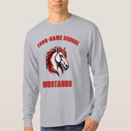 CUSTOM Paard Mustang Hengst Mascotte | Rood & Grij T-shirt