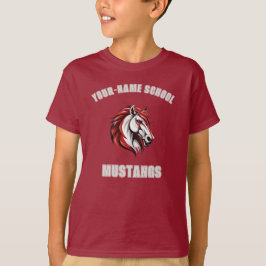CUSTOM Paard Mustang Hengst Mascotte | Rood & Grij T-shirt