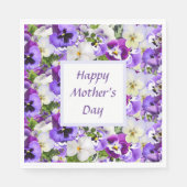 Custom Paarse Bloemen Happy Moederdag Servet (Voorkant)