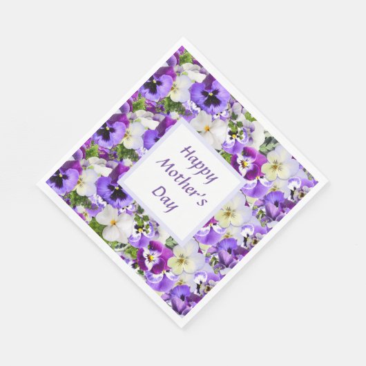 Custom Paarse Bloemen Happy Moederdag Servet (Hoek)
