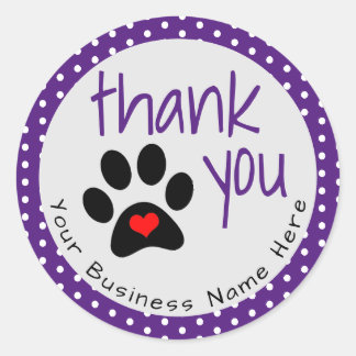 Custom Paarse Dog Paw Print Dank u Stickers