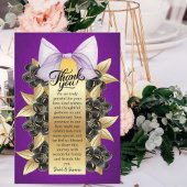 Custom Paarse & Gouden Bloemen Trouwen Jubileum Bedankkaart