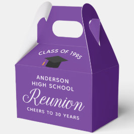 Custom Paarse High School Alumni Reunion Party Bedankdoosjes