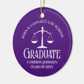 Custom Paarse Law School Afstuderen Foto Kerstmis Keramisch Ornament (Links)