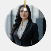 Custom Paarse Law School Afstuderen Foto Kerstmis Keramisch Ornament (Achterkant)