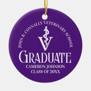 Custom Paarse Veterinaire School Afstuderen Kerstm Keramisch Ornament