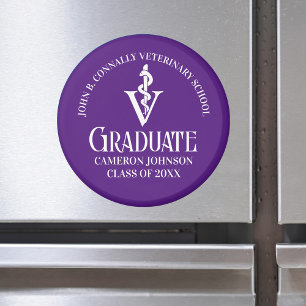 Custom Paarse Veterinaire School Afstuderen Magneet