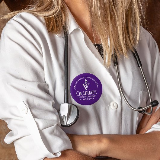 Custom Paarse Veterinaire School Afstuderen Ronde Button 5,7 Cm