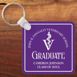 Custom Paarse Veterinaire School Afstuderen Sleutelhanger