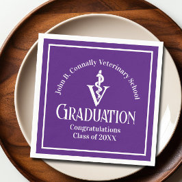 Custom Paarse Veterinaire School Graduation Party Servet