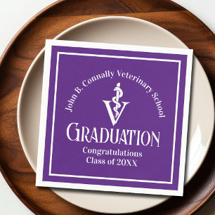 Custom Paarse Veterinaire School Graduation Party Servet