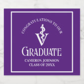Custom Paarse Veterinaire School Graduation Party Sparkling Wijnetiket (Enkel label)