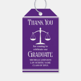 Custom Paarse White Law School Afstudeerfeest Cadeaulabel