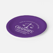 Custom Paarse White Law School Afstudeerfeest Papieren Bordje (Gekanteld)