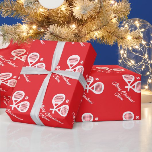 Custom padel sport Christmas wrapping paper Cadeaupapier (Feestdagen)