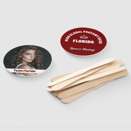 Custom Pageant Fan Wavers - Dubbelzijdig 10-Pack Handwaaier (Niet-gemonteerd)