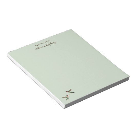 Custom Pale Green Hummingbird Notepad Notitieblok (Schuin)