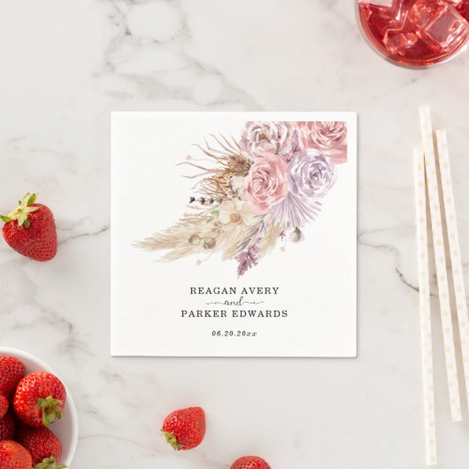 Custom Pampas Grass Bloemen Paarse Bruiloft Servet (Insitu)