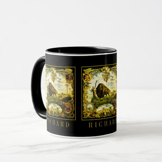 Custom Pan Am Expo Bison Buffalo Native American Mok (Voorkant links)