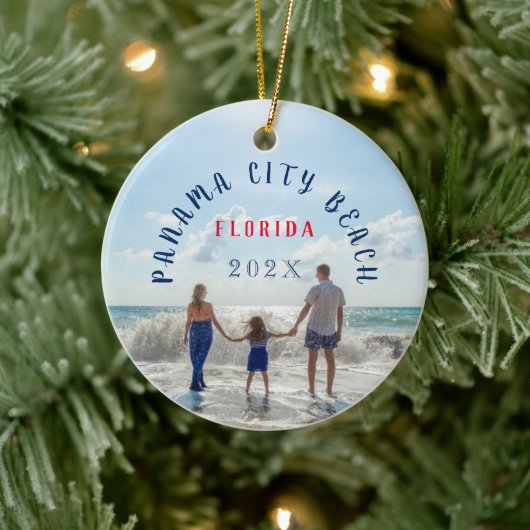 Custom Panama City Beach Florida Travel Souvenir Keramisch Ornament (Boom)