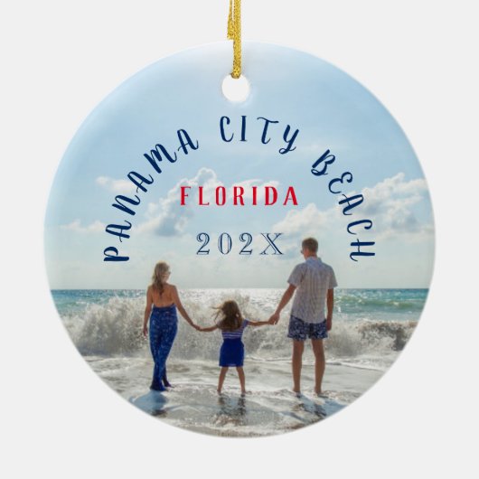 Custom Panama City Beach Florida Travel Souvenir Keramisch Ornament (Achterkant)