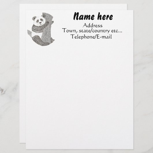 Custom Panda Beer Letterhead Custom Briefhoofd (Voorkant / Achterkant)