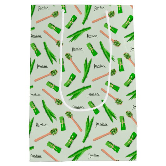 Custom Pandan Leaf Pattern Paper Bag Medium Cadeauzakje (Achterkant)